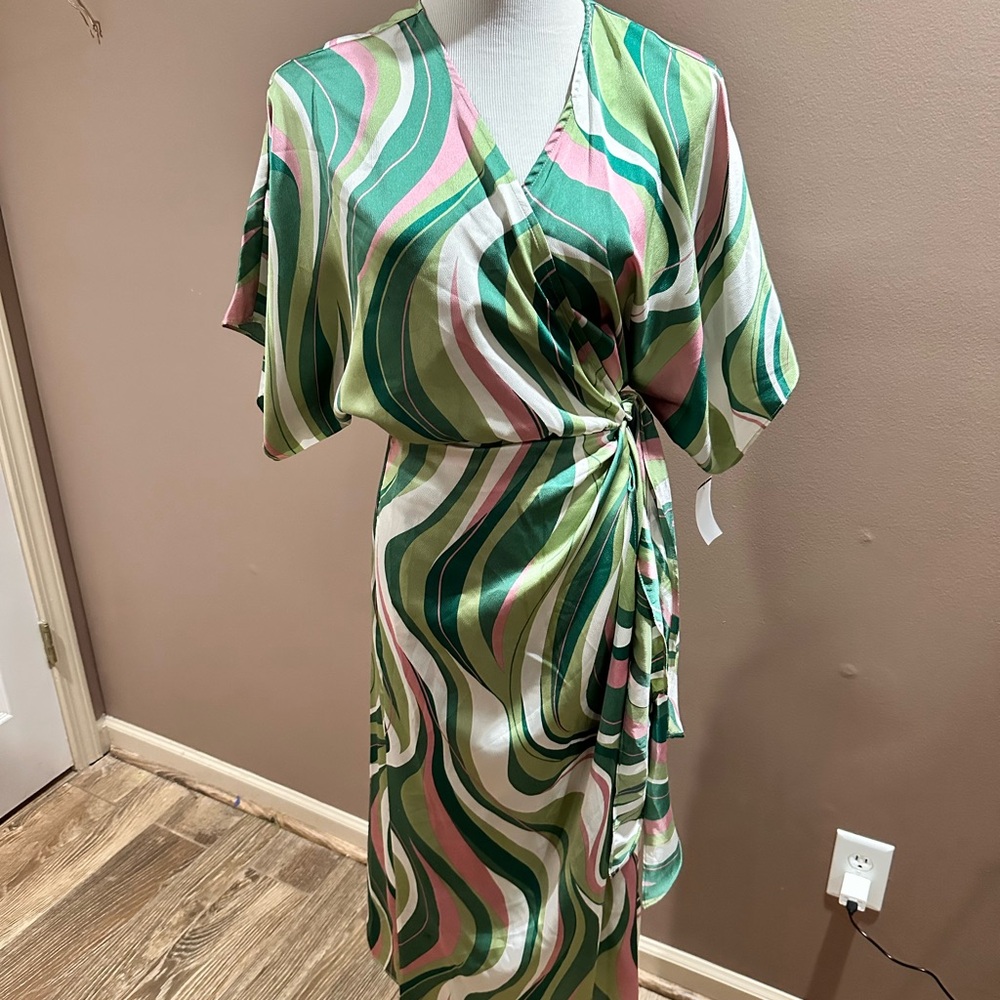 Lush Green and Pink Swirl Dress